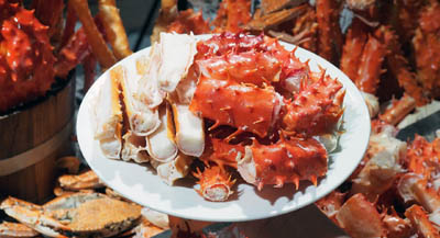 A plate of seafood.