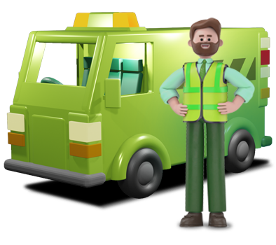 Car breakdown mechanic standing next to roadside recovery van