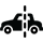 Icon showing a car divided by a dotted line.